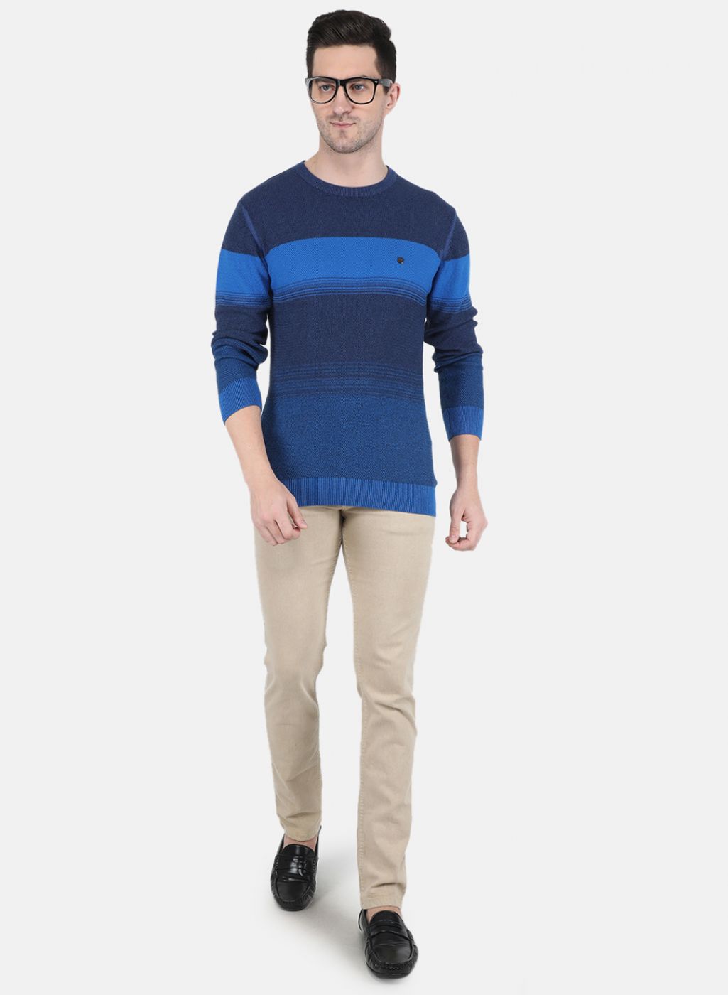 Men Blue Jaquard Pullover