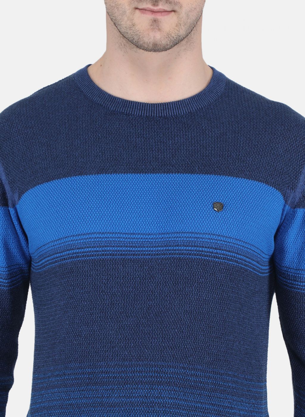 Men Blue Jaquard Pullover