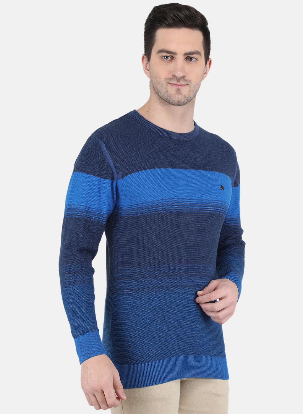 Men Blue Jaquard Pullover