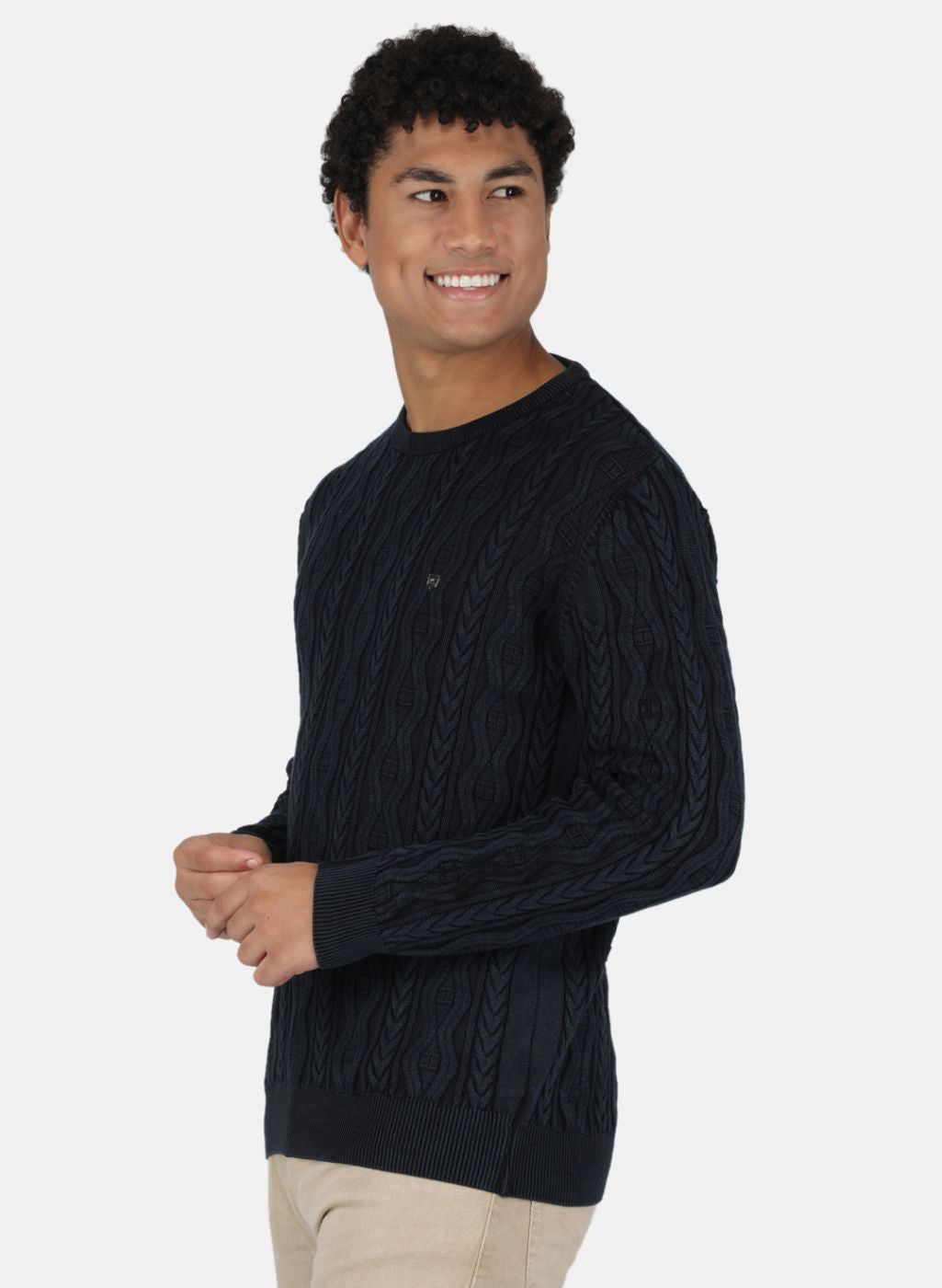 Men NAvy Blue Self Design Pullover