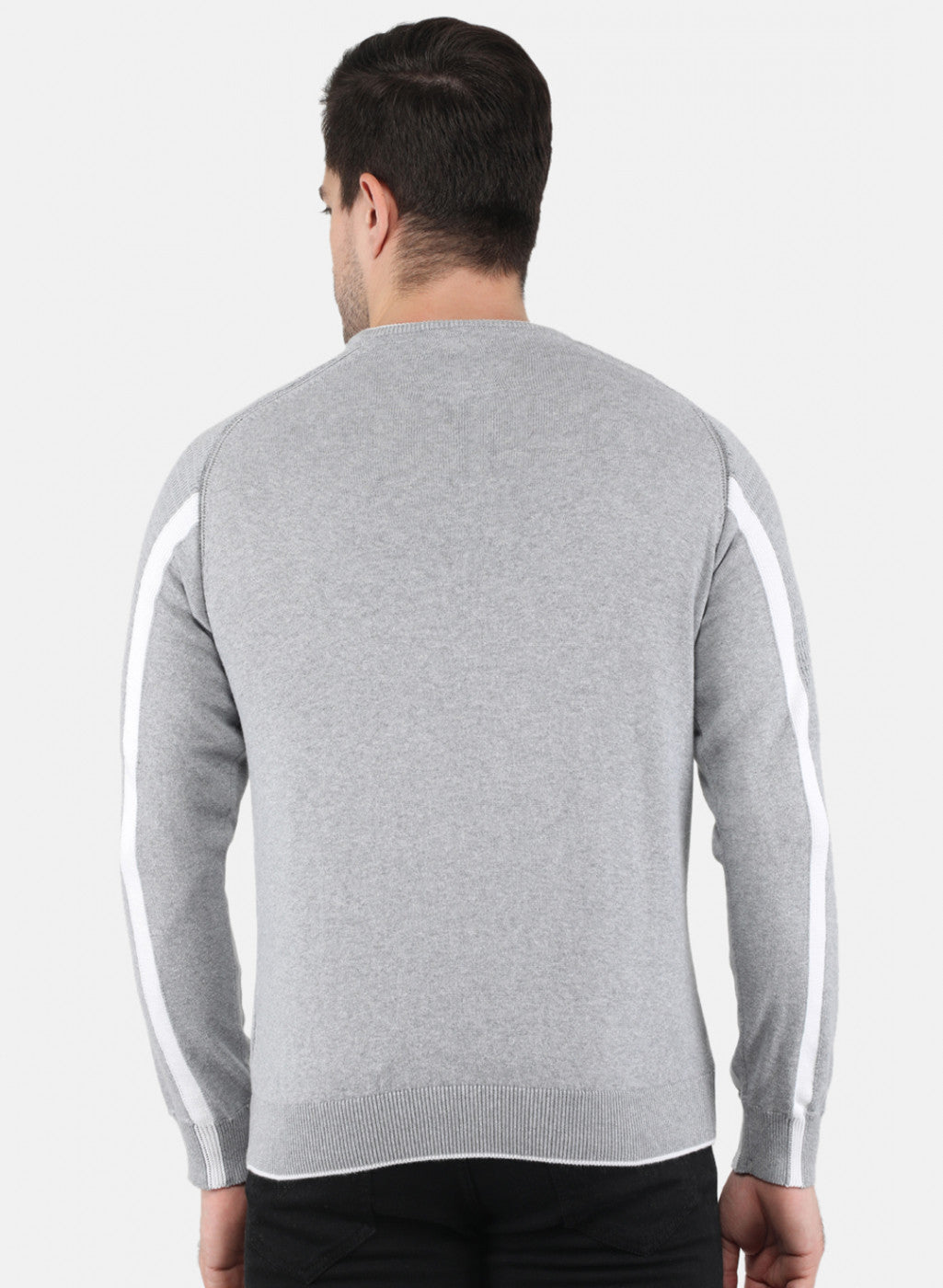 Men Grey Self Design Pullover
