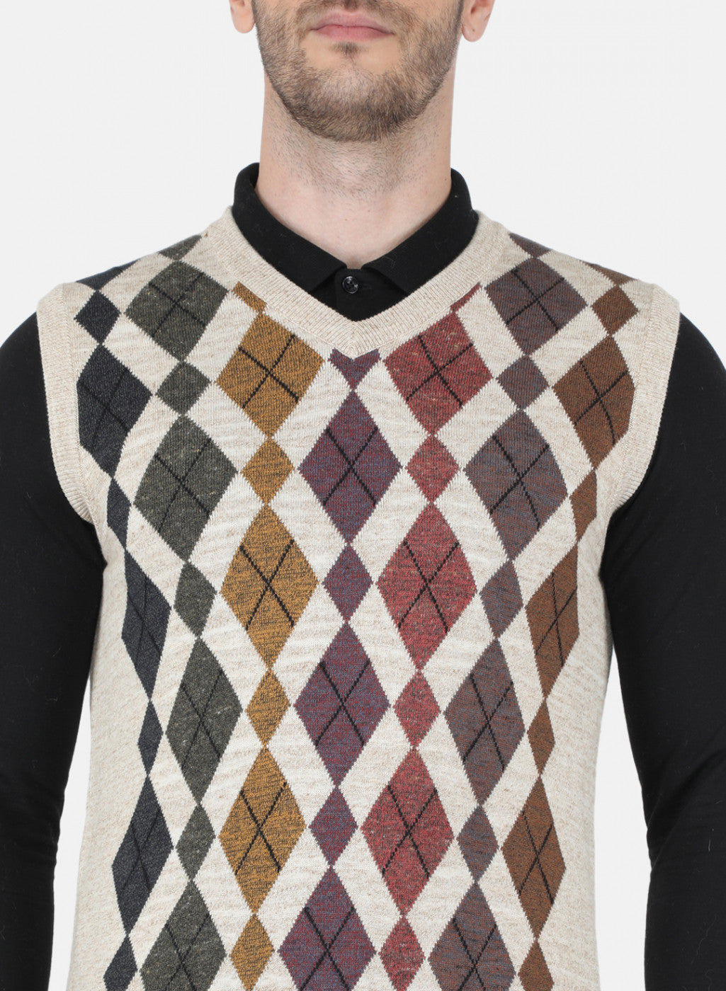 Men Beige Printed Sweater