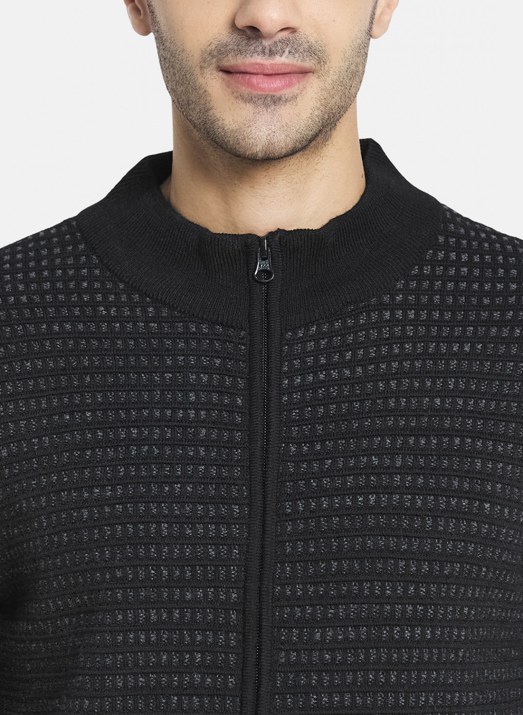 Men Black Jaquard Pullover