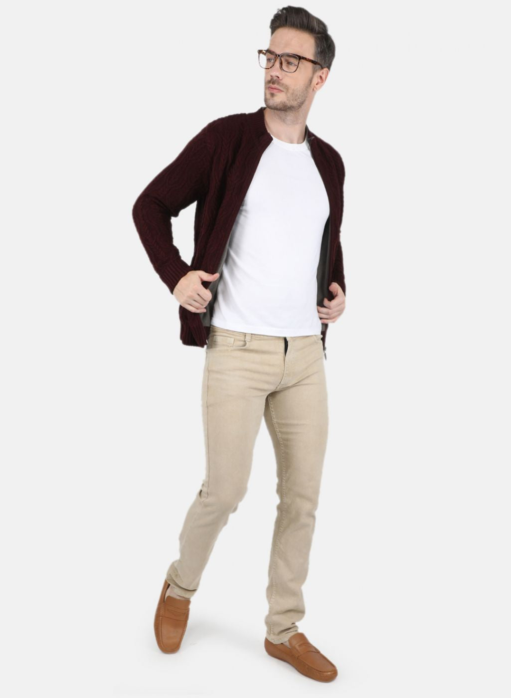 Men Maroon Self Design Jacket