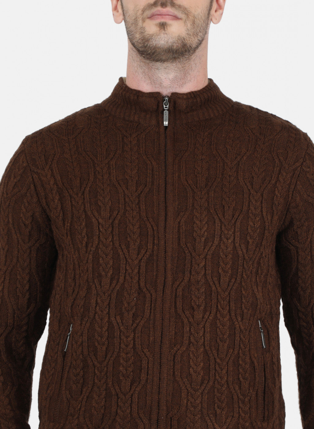 Men Brown Self Design Jacket