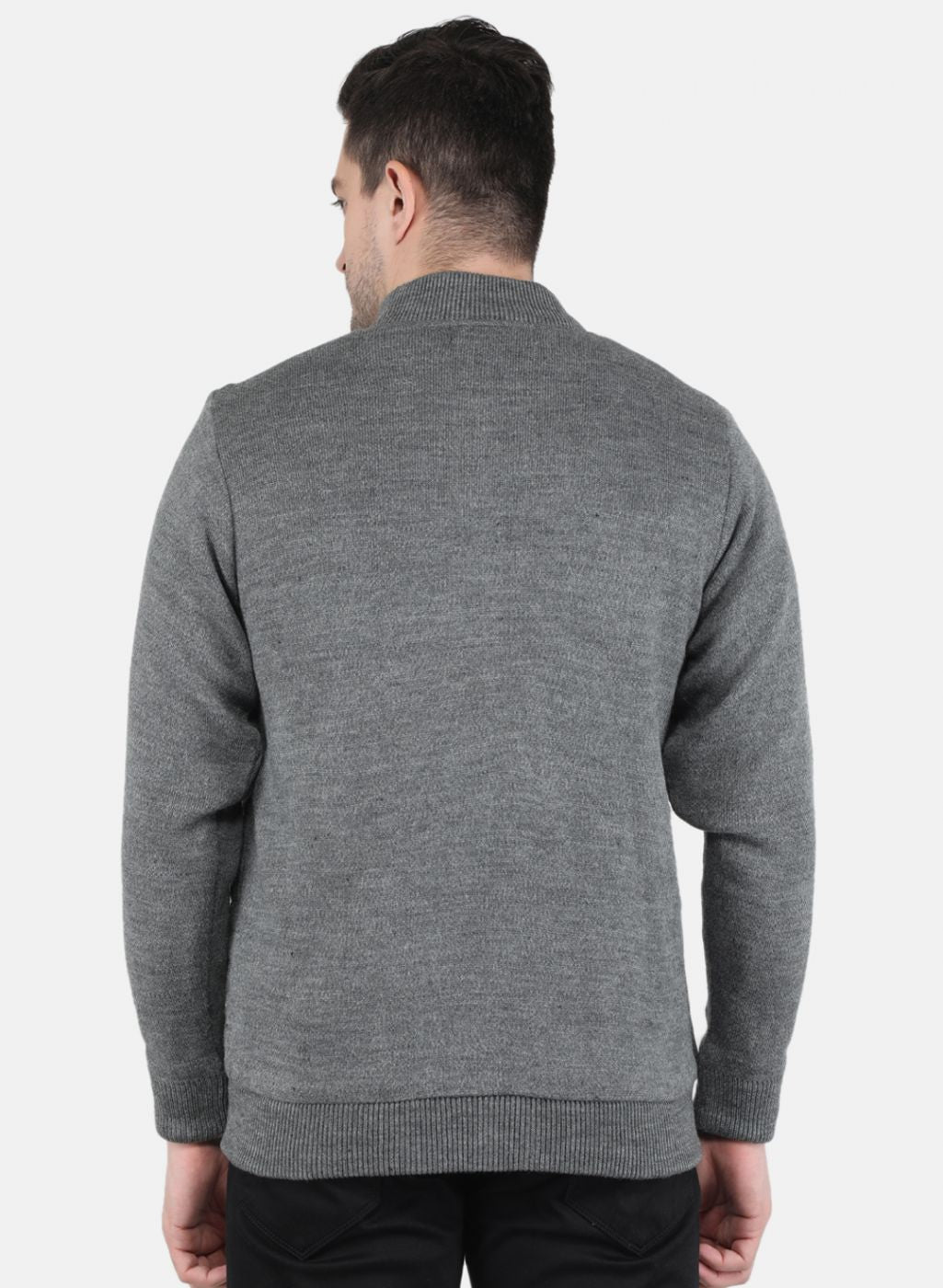 Men Grey Self Design Jacket