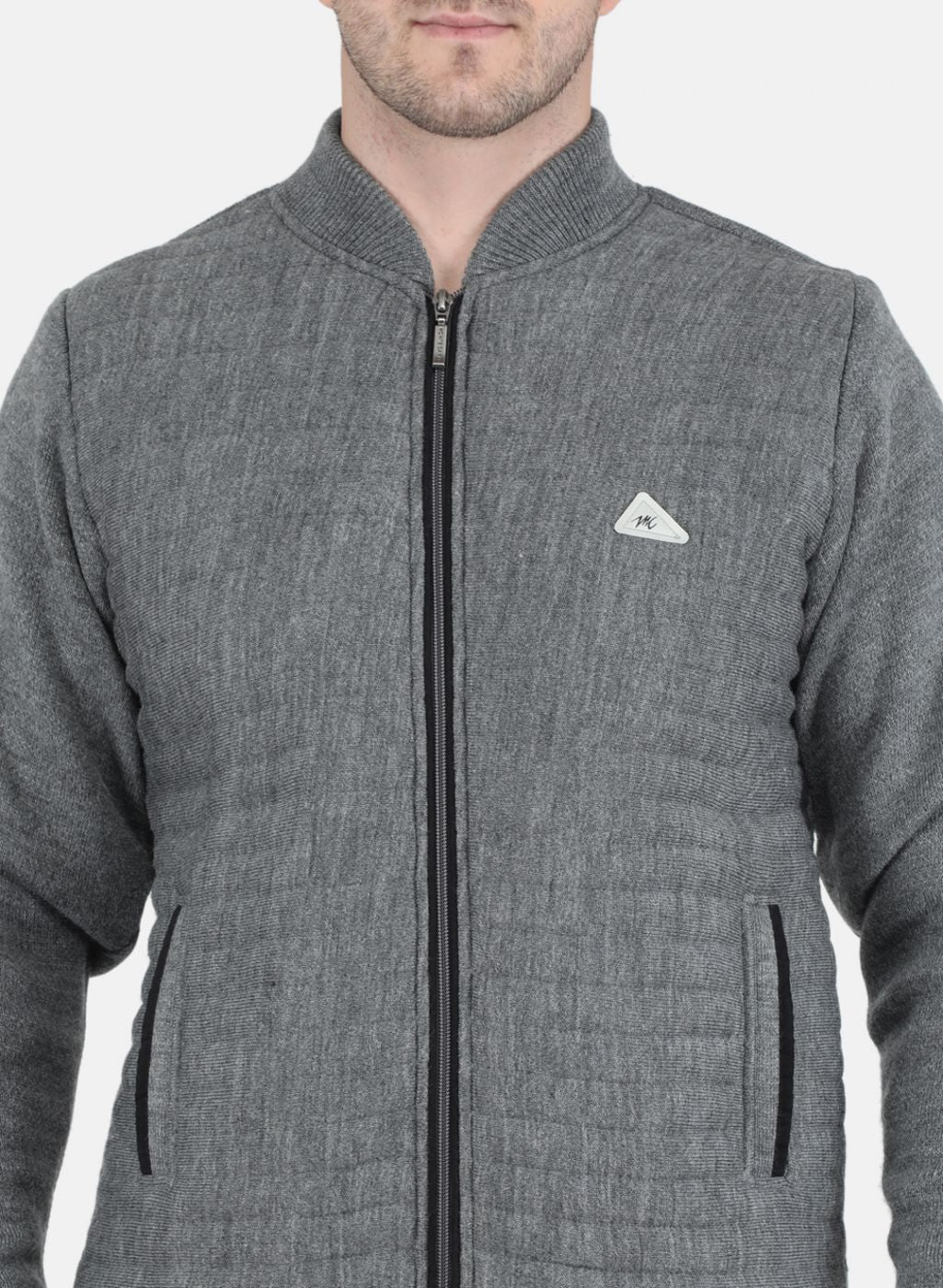 Men Grey Self Design Jacket