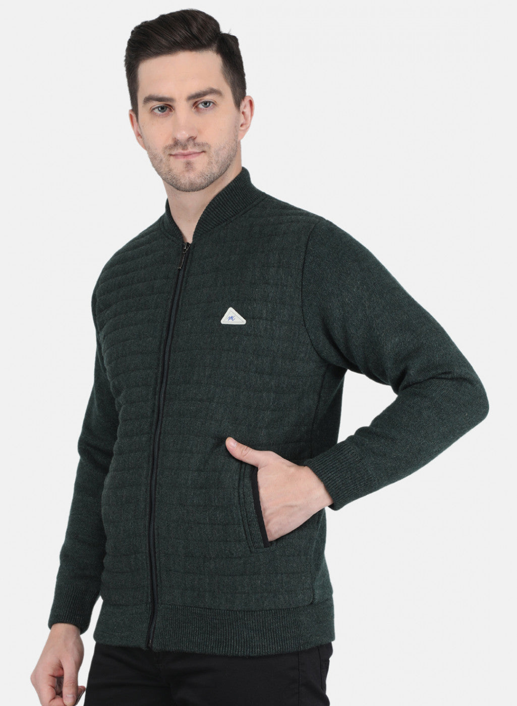 Men Green Self Design Jacket