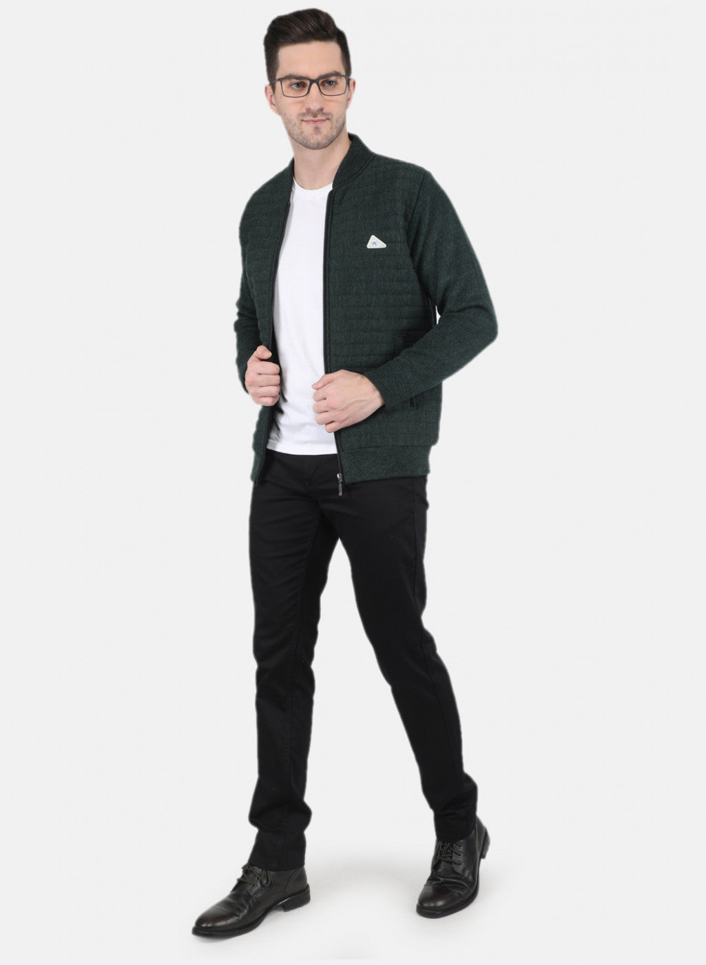 Men Green Self Design Jacket