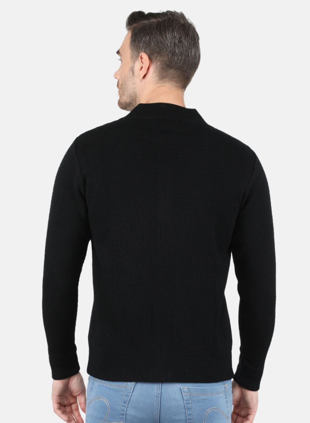 Men Black Self Design Pullover