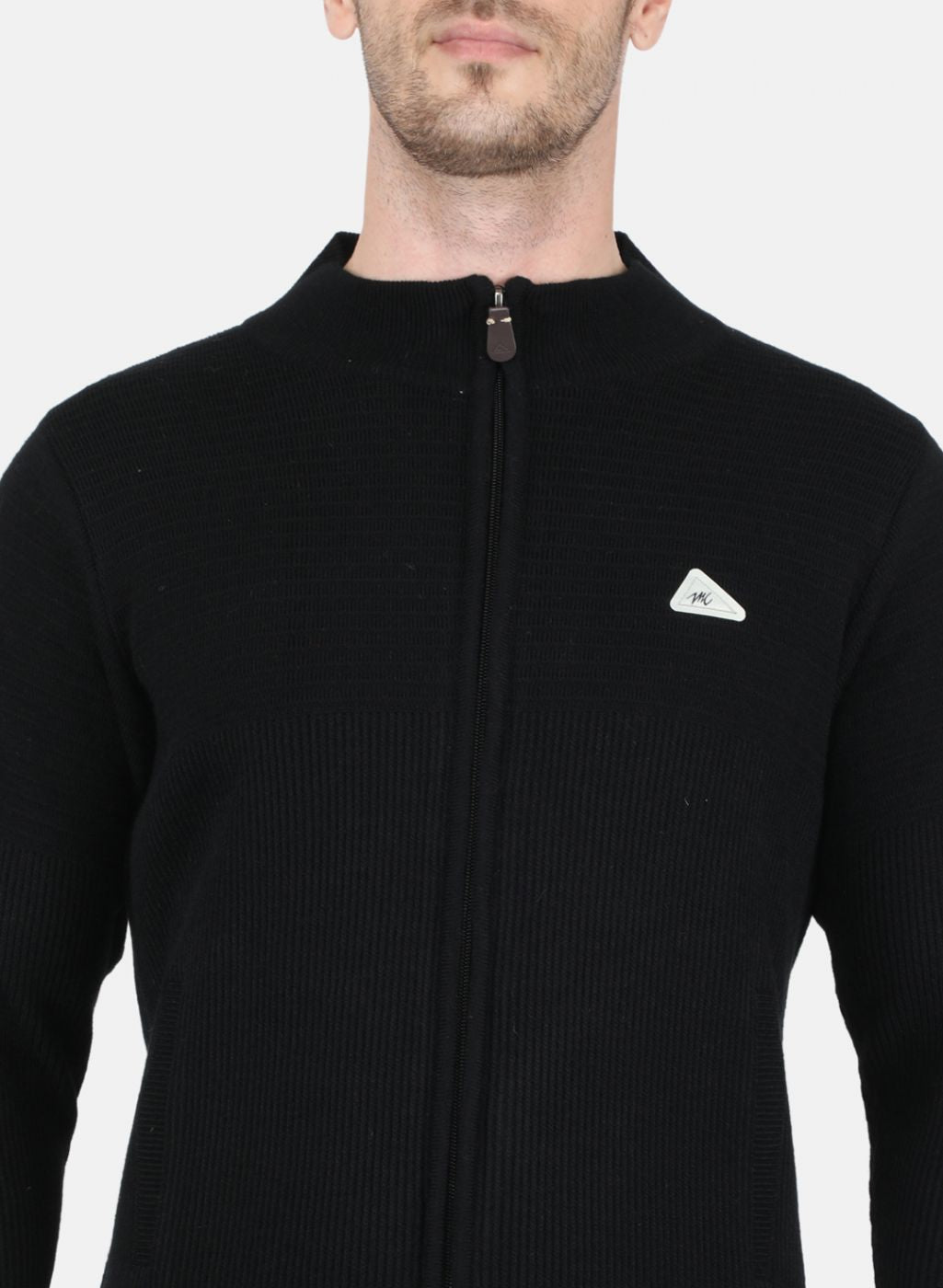 Men Black Self Design Pullover