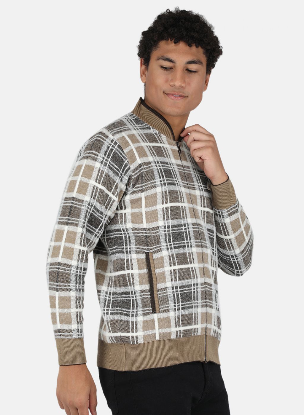 Men Light Brown Printed Pullover