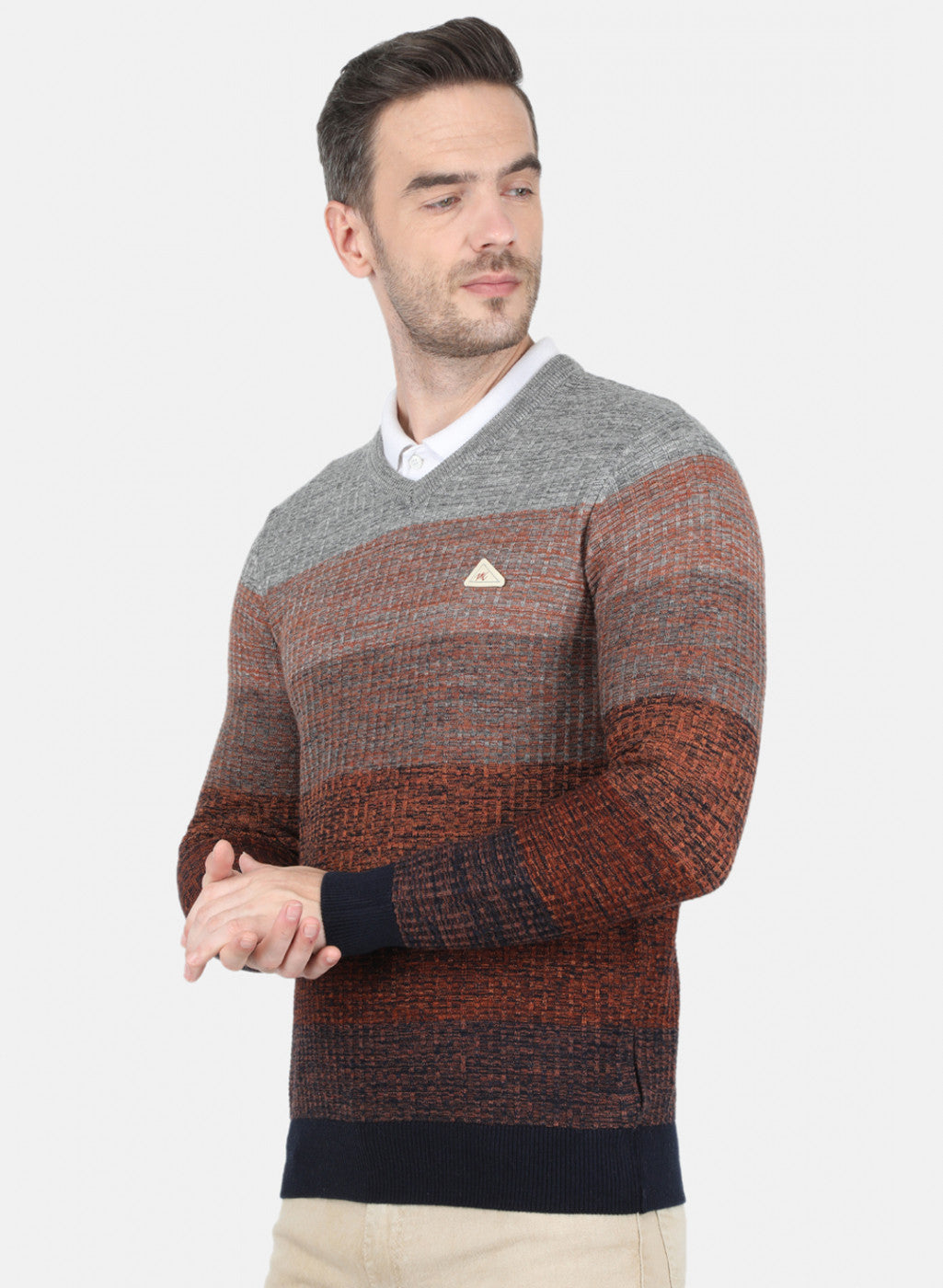 Men Multicolor Self Design Pullover