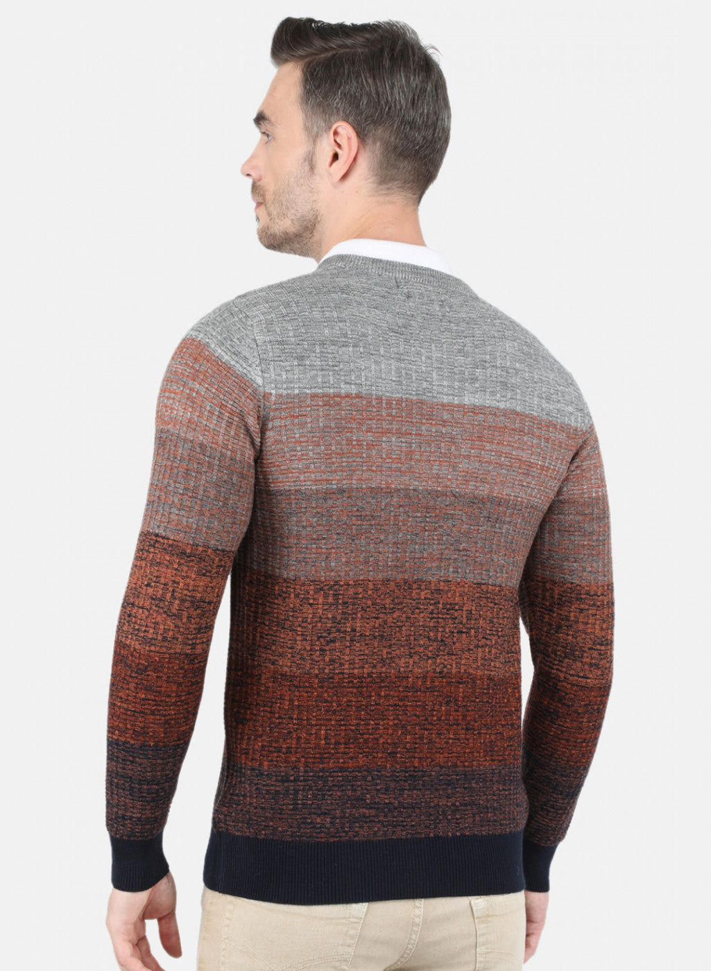 Men Multicolor Self Design Pullover