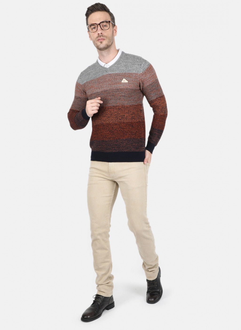 Men Multicolor Self Design Pullover