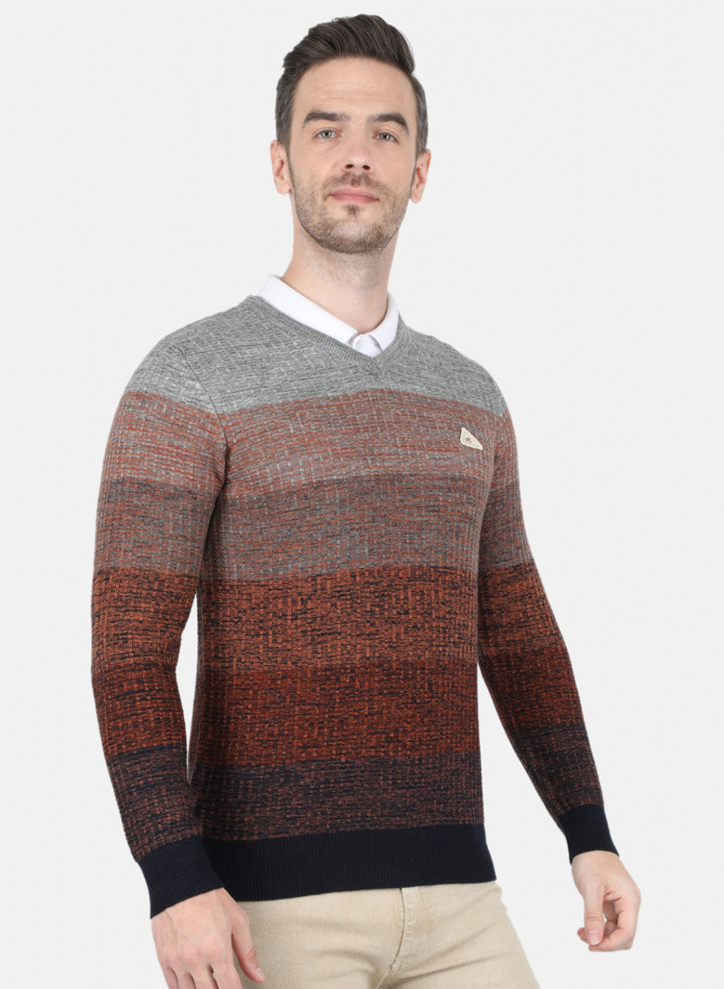 Men Multicolor Self Design Pullover