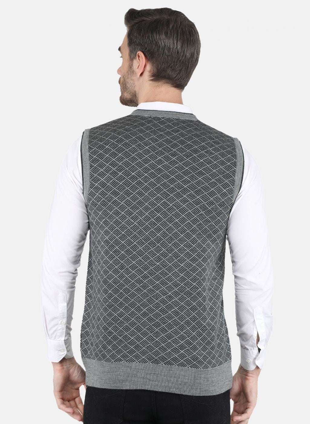 Men Grey Self design Sweater