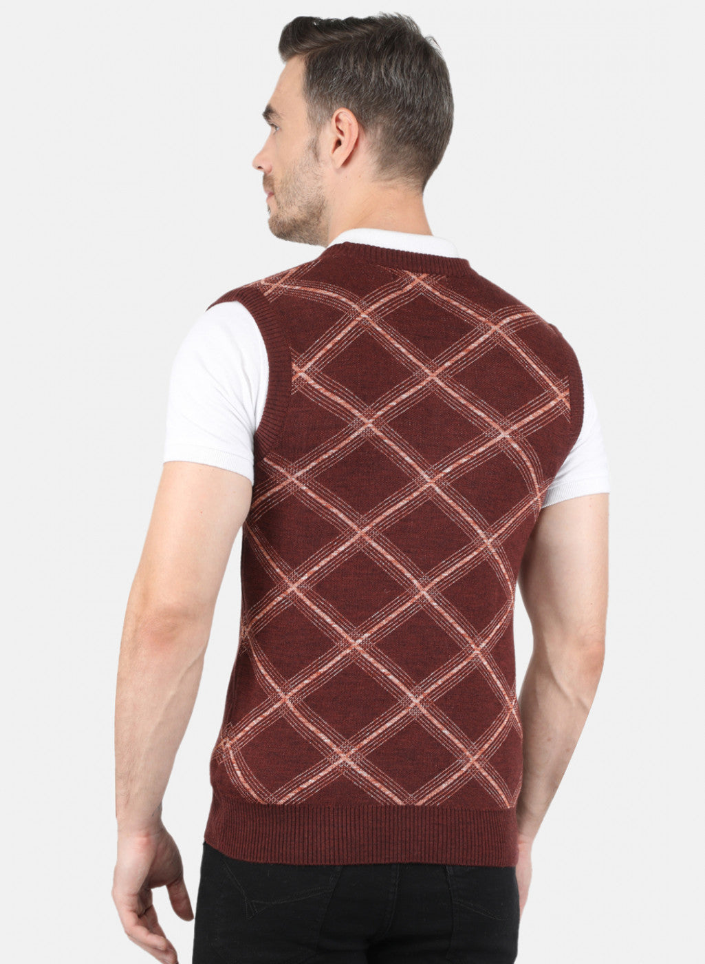 Men Brown Printed Sweater