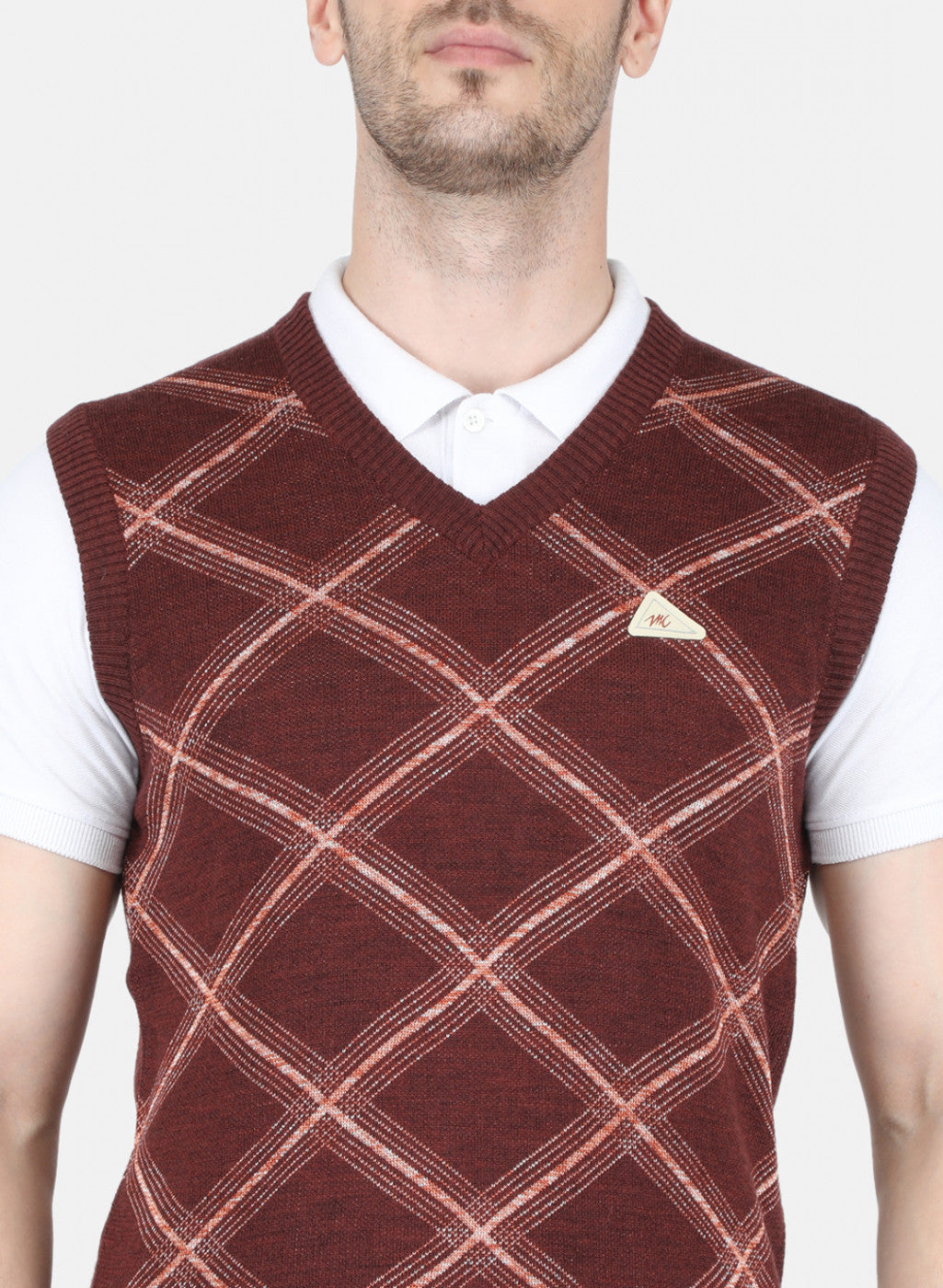 Men Brown Printed Sweater