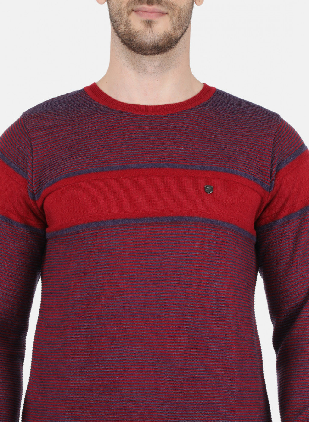 Men Maroon Self Design Pullover