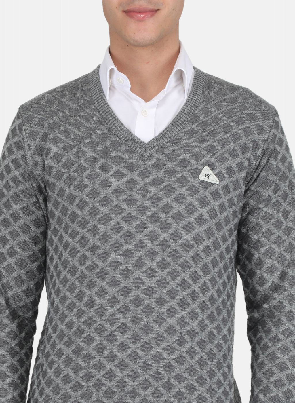 Men Grey Jaquard Pullover