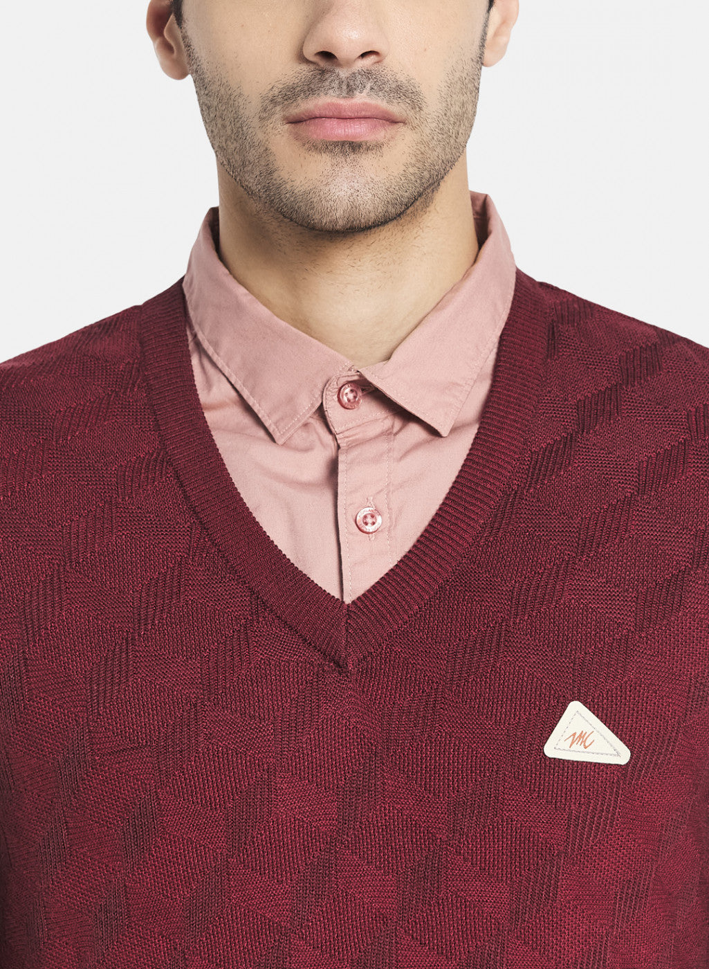 Men Maroon Jaquard Pullover