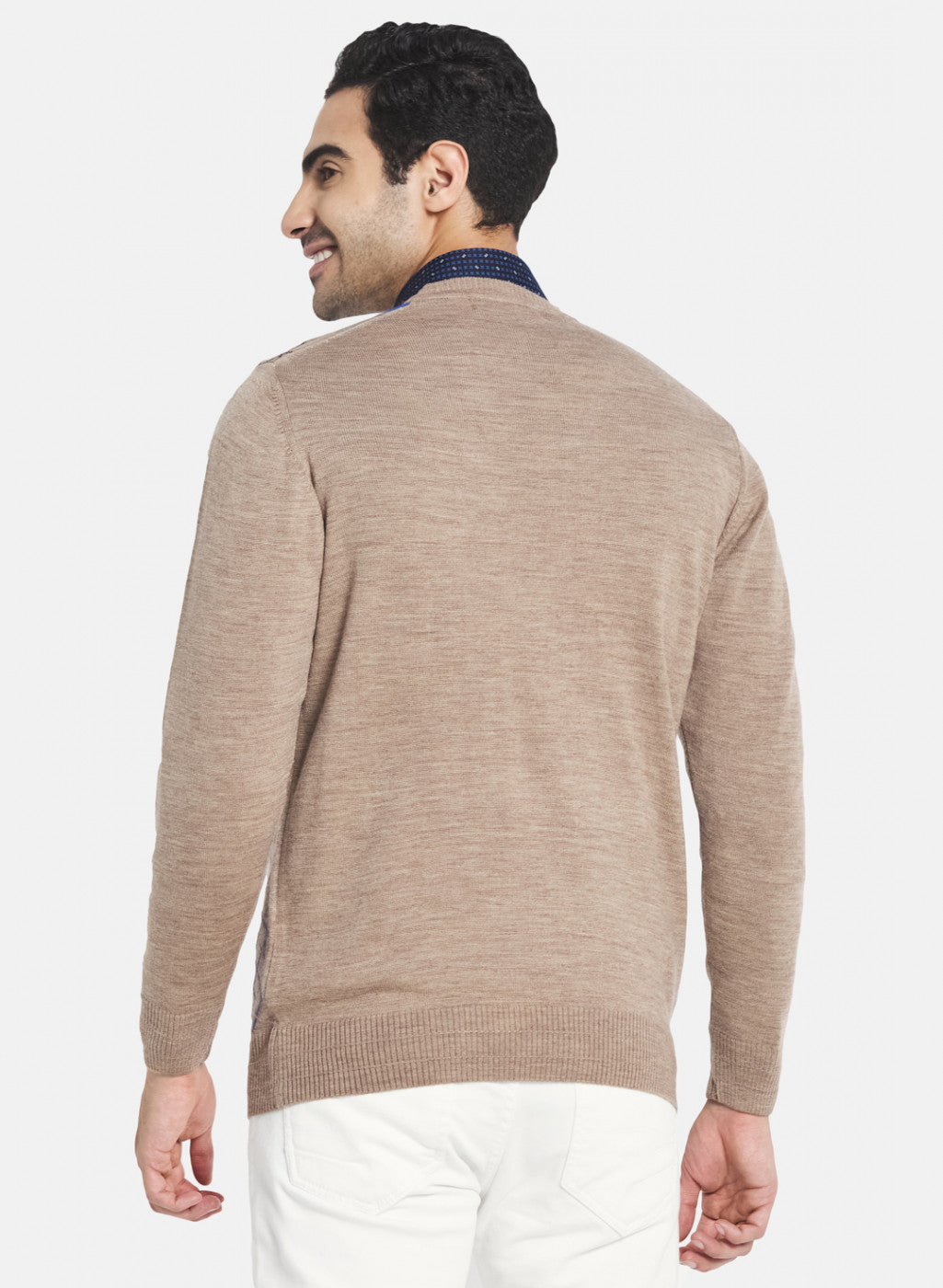 Men Beige Printed Pullover