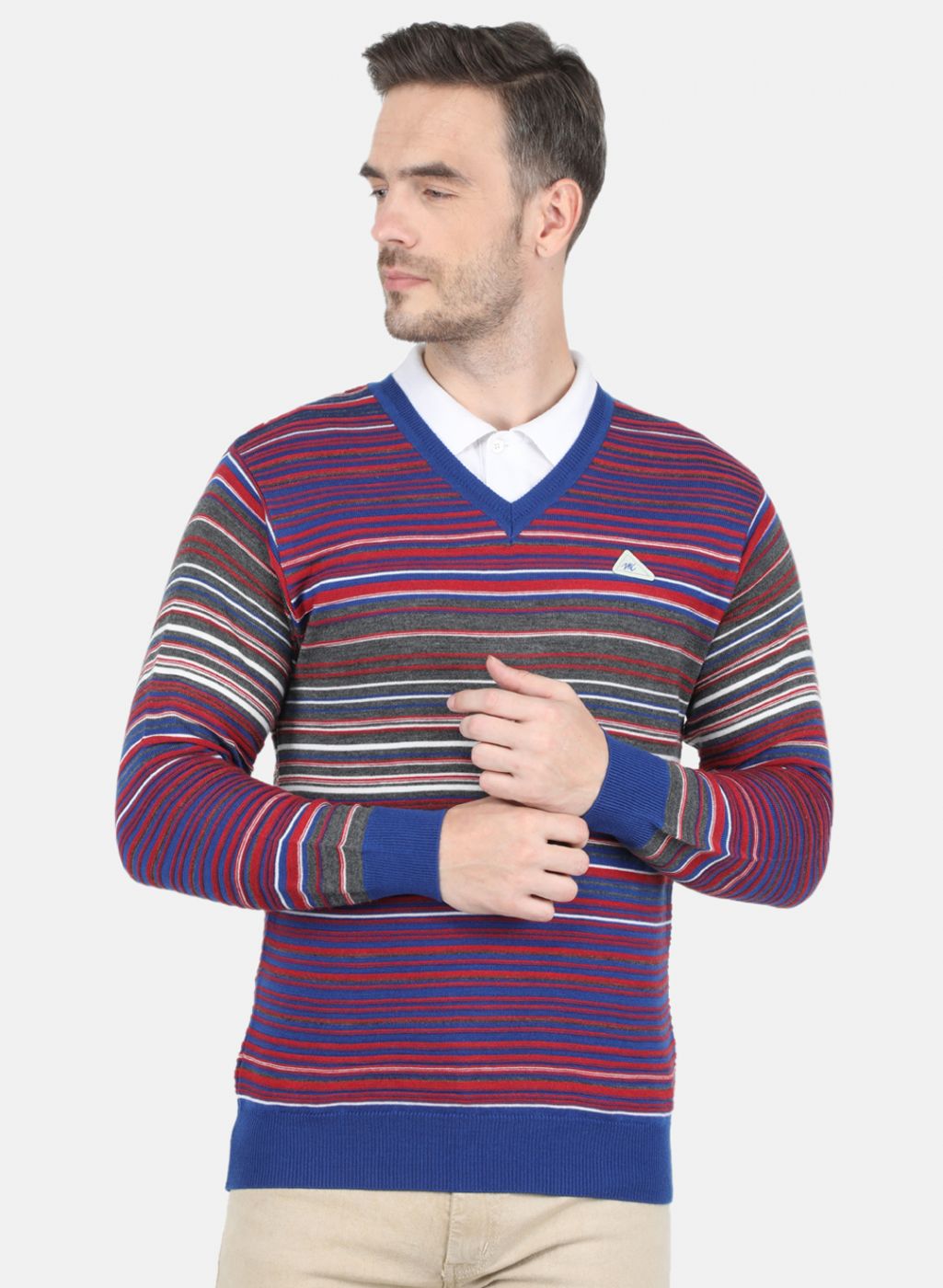 Men Multi Color Self Design Pullover