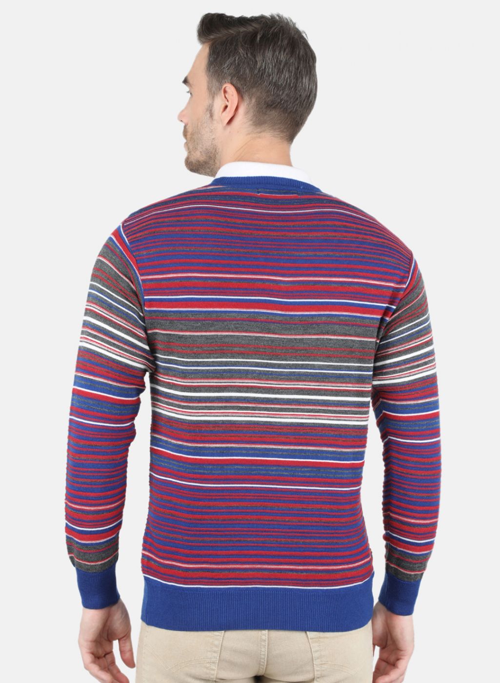 Men Multi Color Self Design Pullover