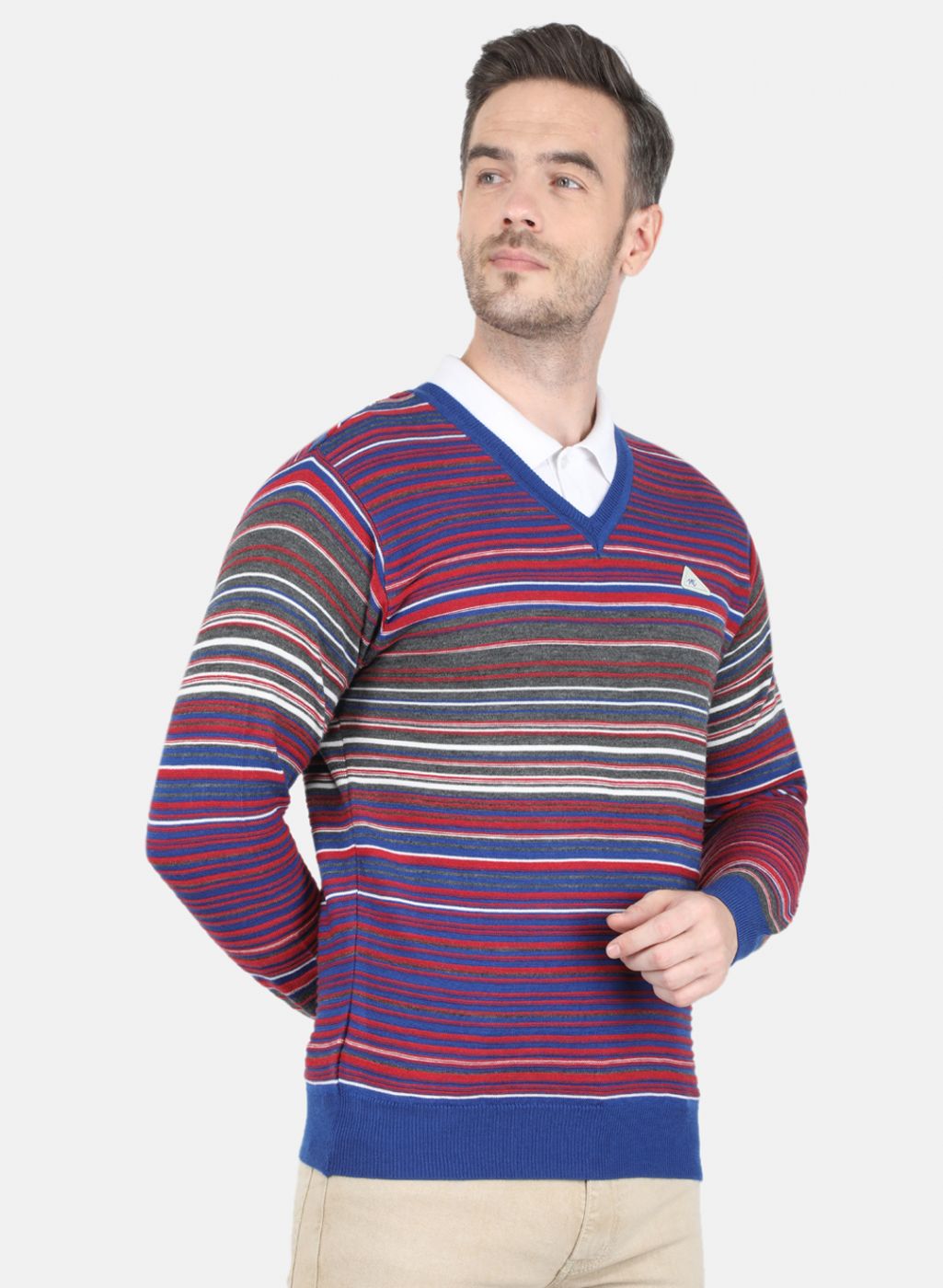 Men Multi Color Self Design Pullover