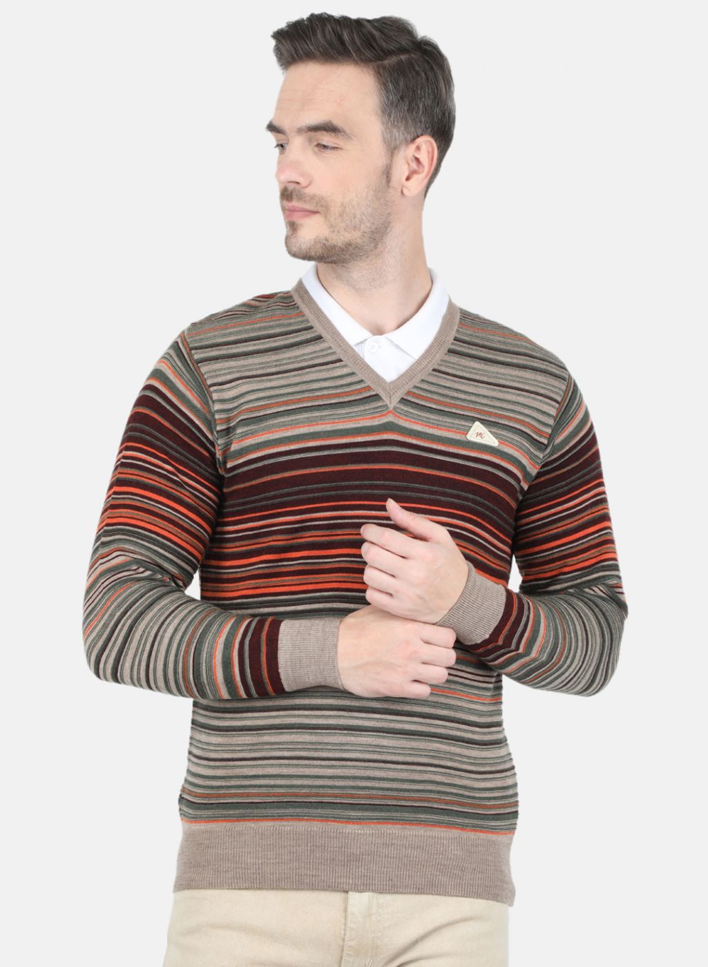 Men Multi Color Self Design Pullover