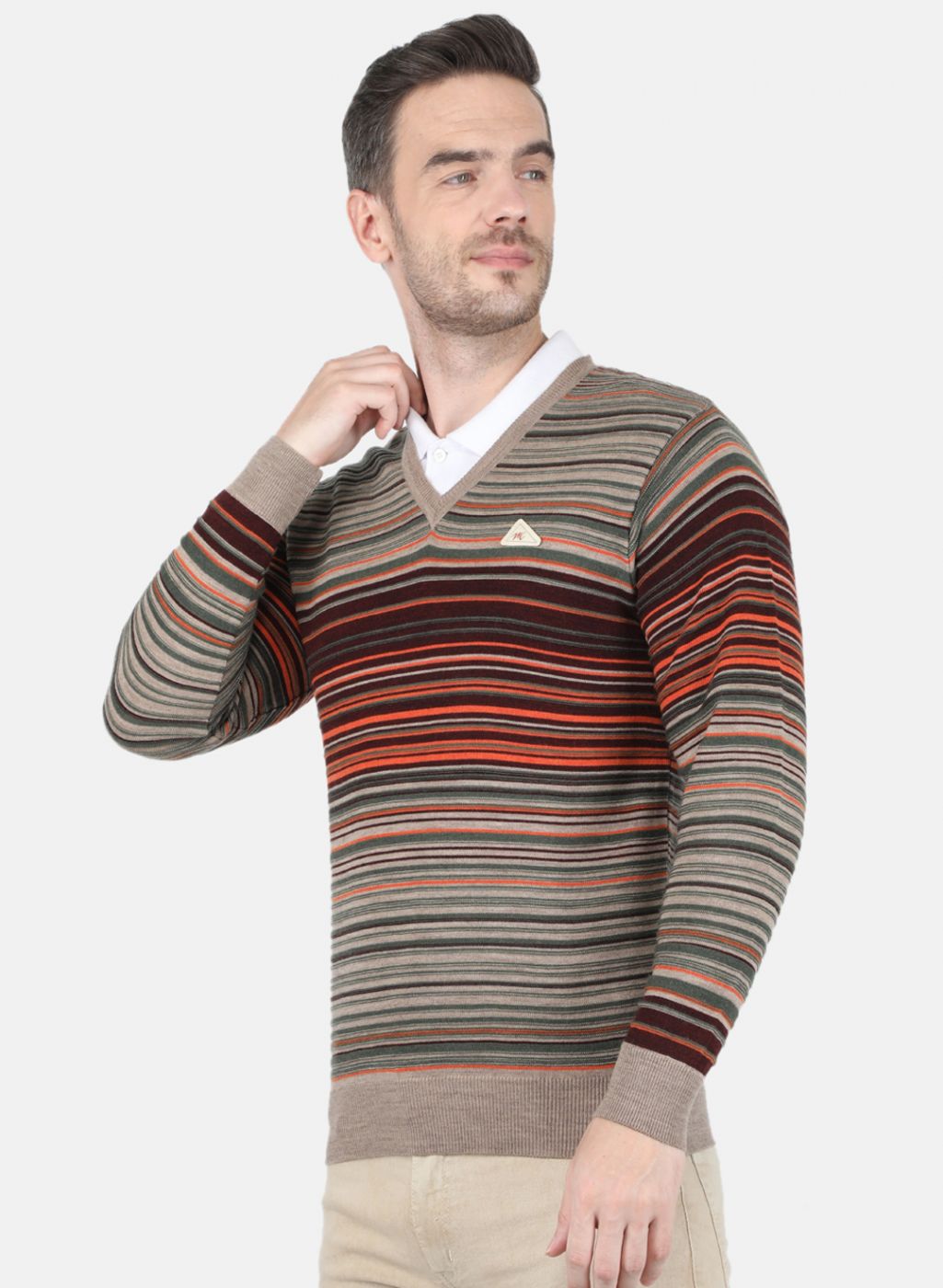 Men Multi Color Self Design Pullover