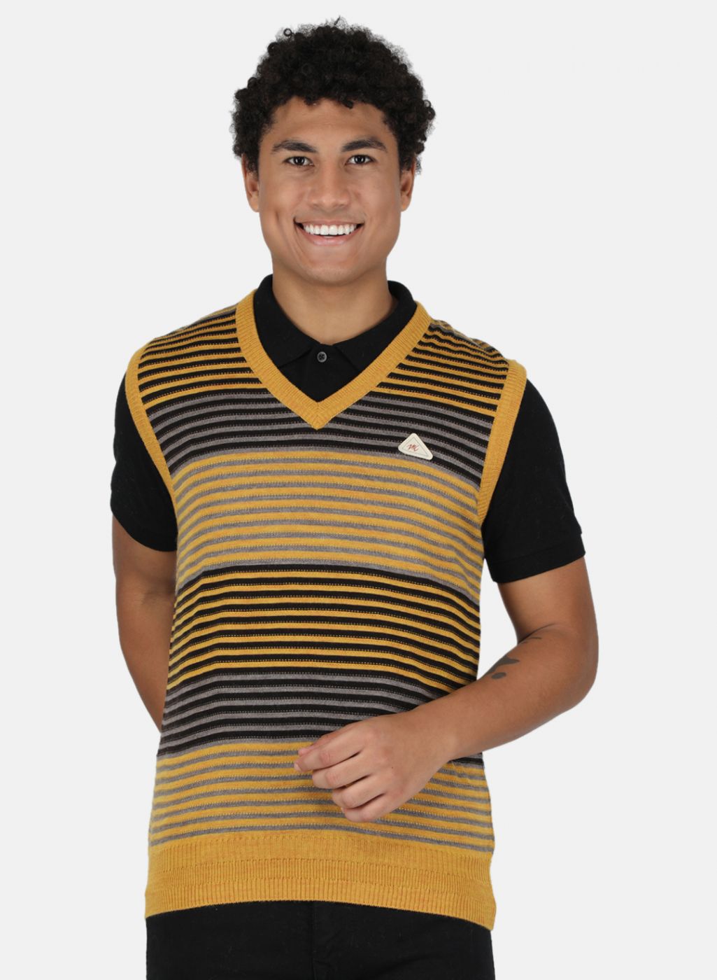 Men Gold Stripe Sweater