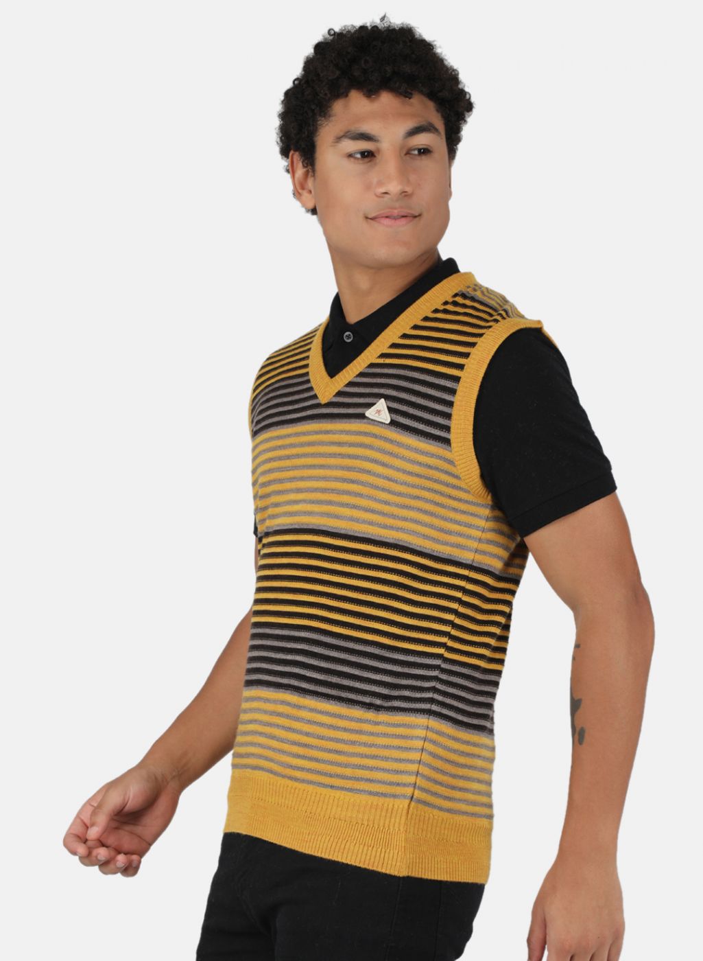 Men Gold Stripe Sweater