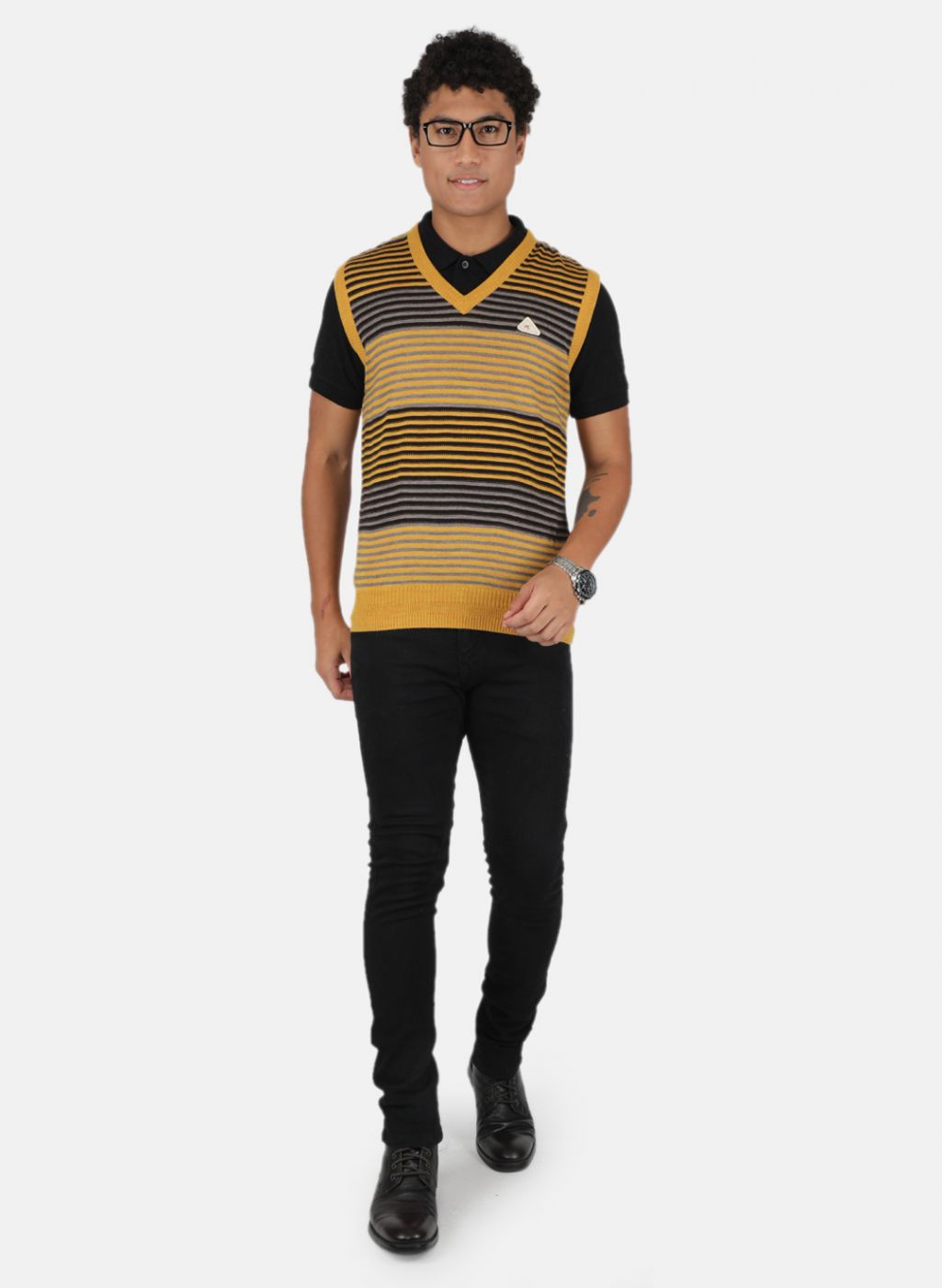 Men Gold Stripe Sweater