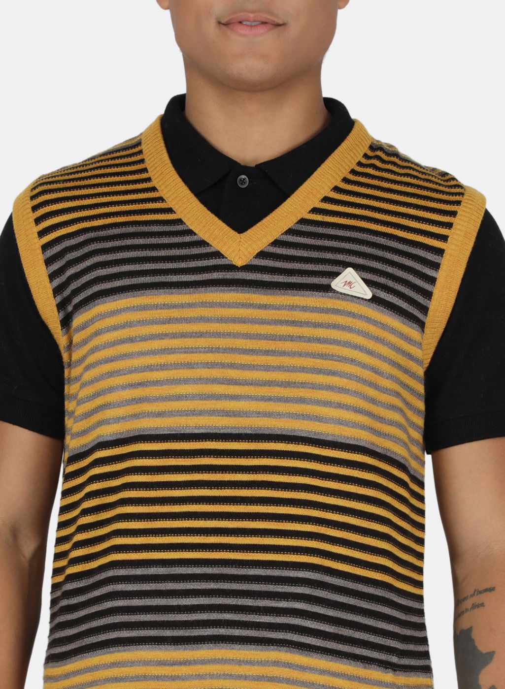 Men Gold Stripe Sweater