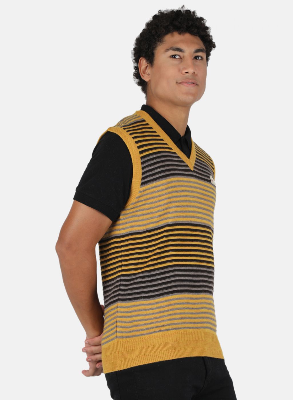 Men Gold Stripe Sweater