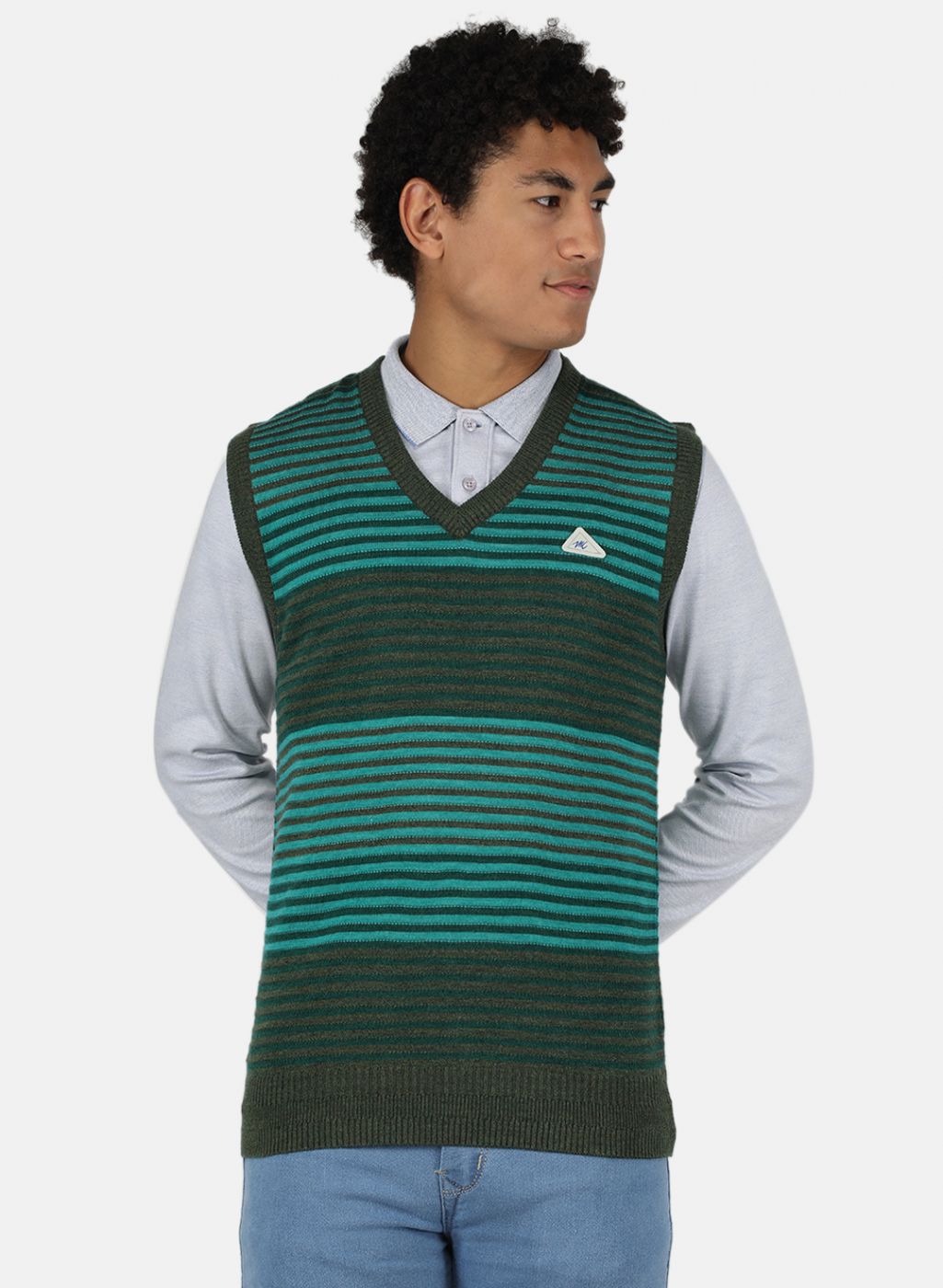 Men Green Stripe Sweater