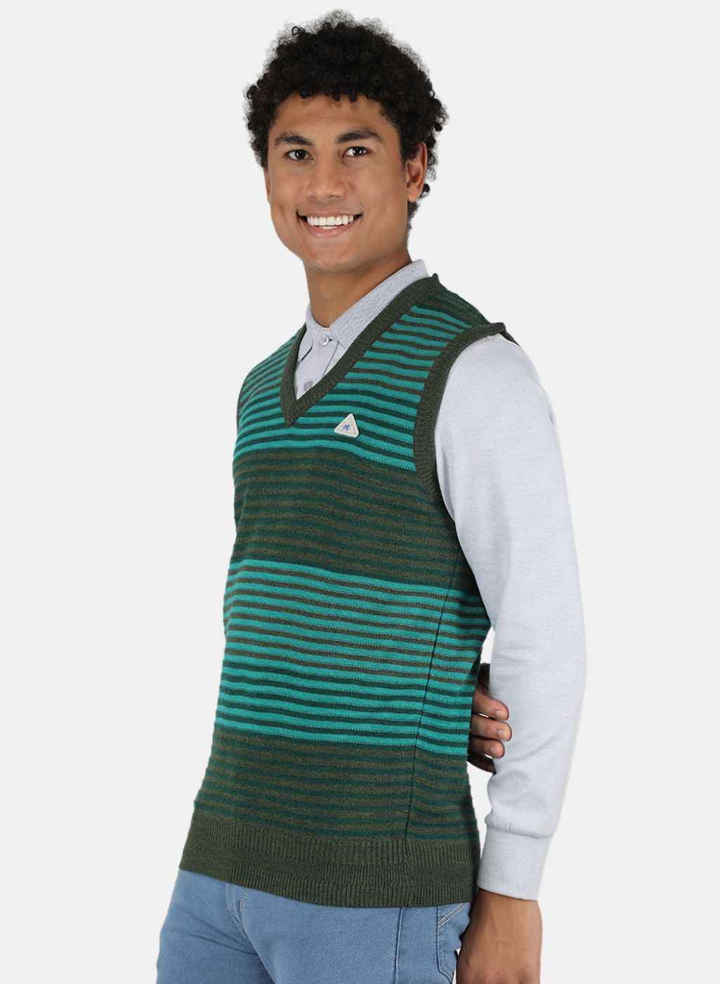 Men Green Stripe Sweater