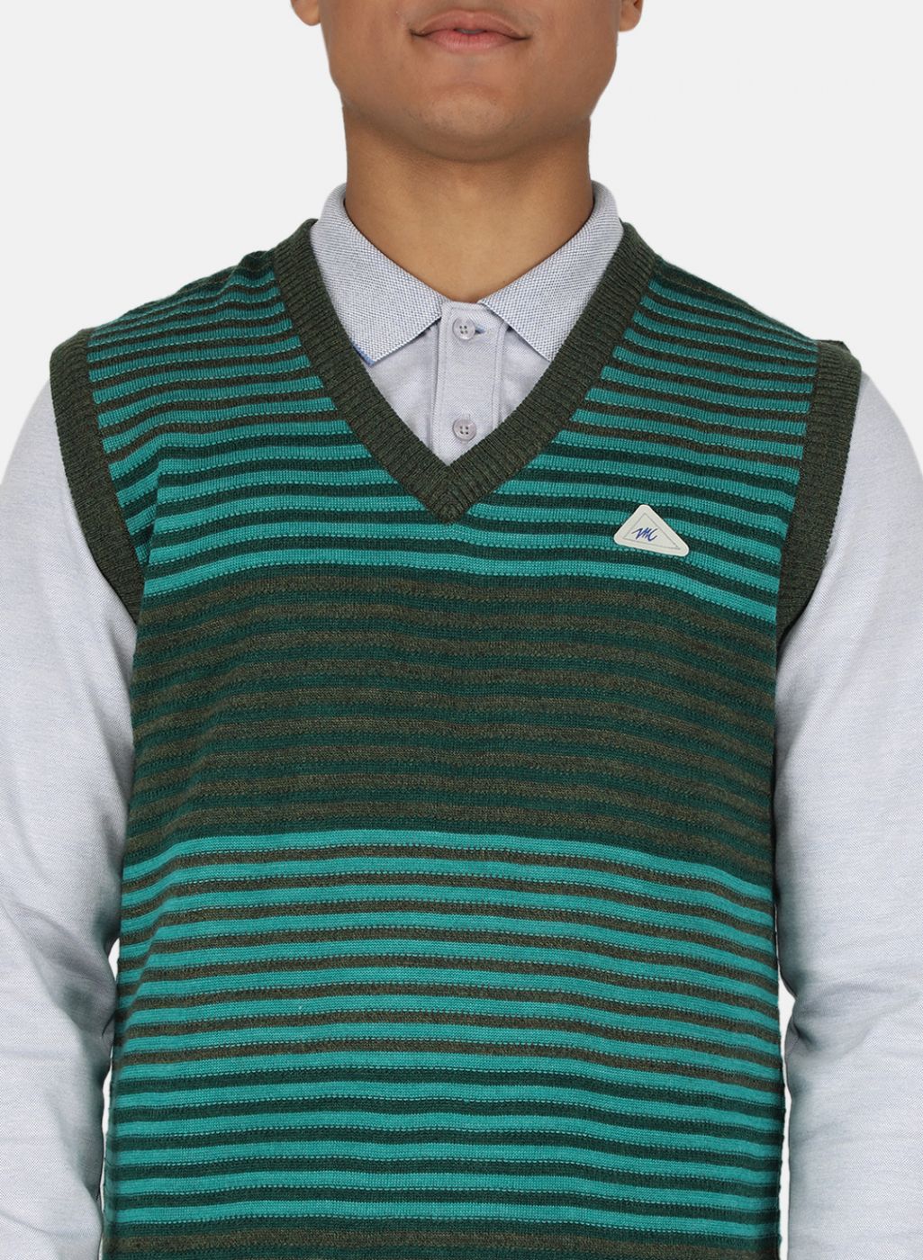 Men Green Stripe Sweater