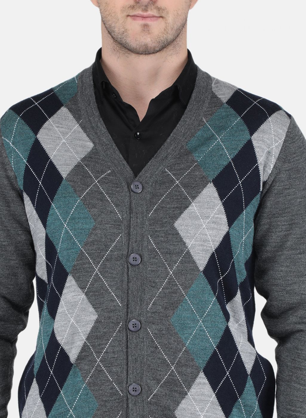 Men Grey Printed Cardigan