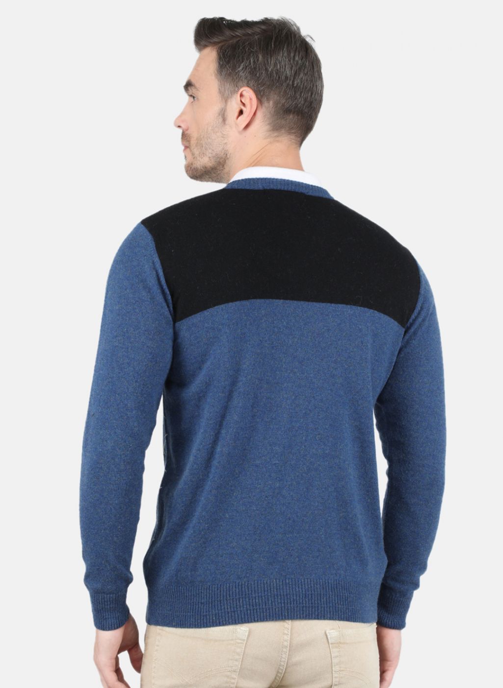 Men Blue Printed Pullover