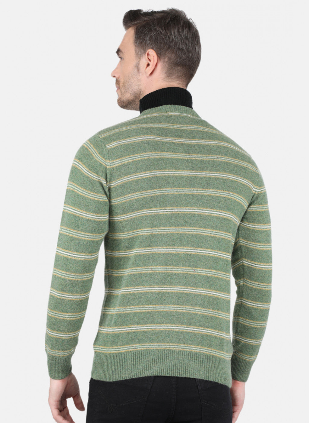 Men Green Stripe Pullover