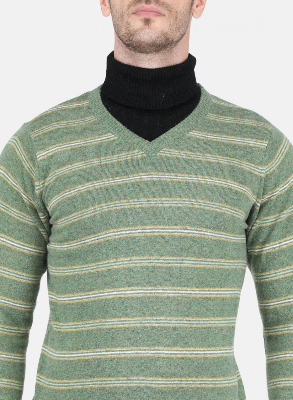 Men Green Stripe Pullover