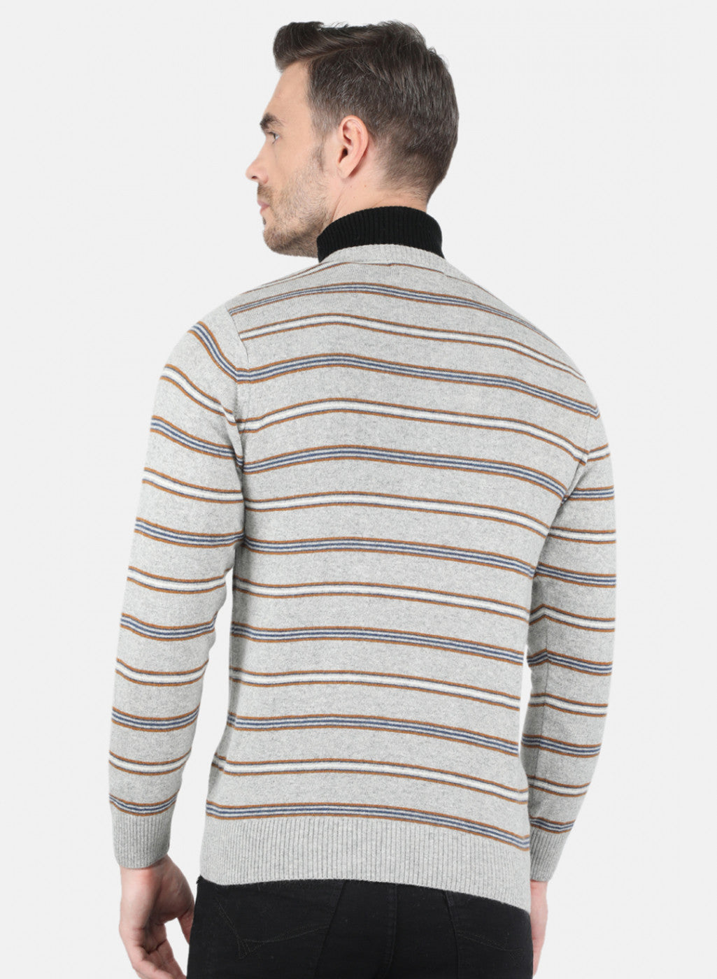 Men Grey Stripe Pullover