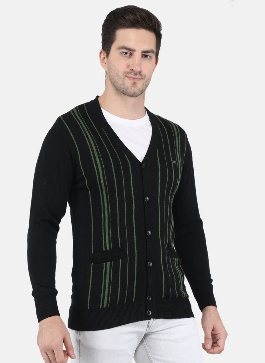 Men Black Printed Cardigan