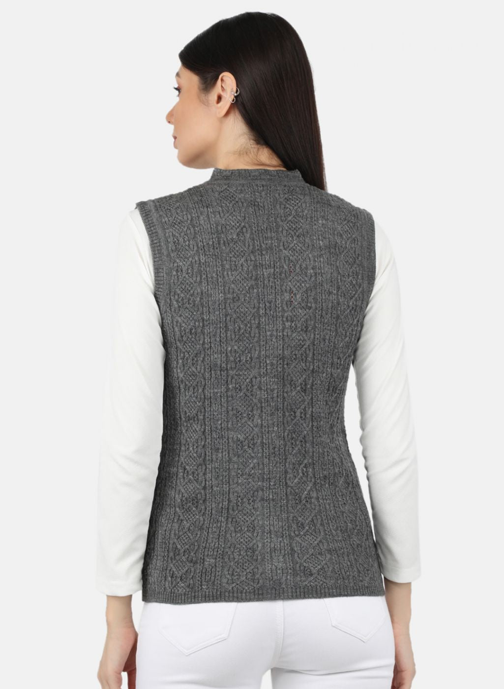 Women Grey Self Design Cardigan