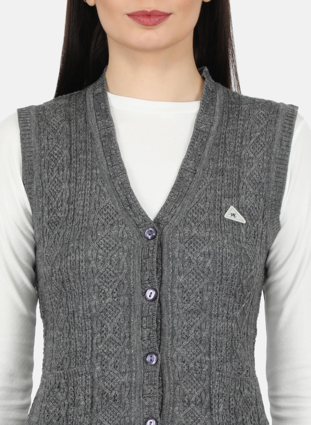 Women Grey Self Design Cardigan