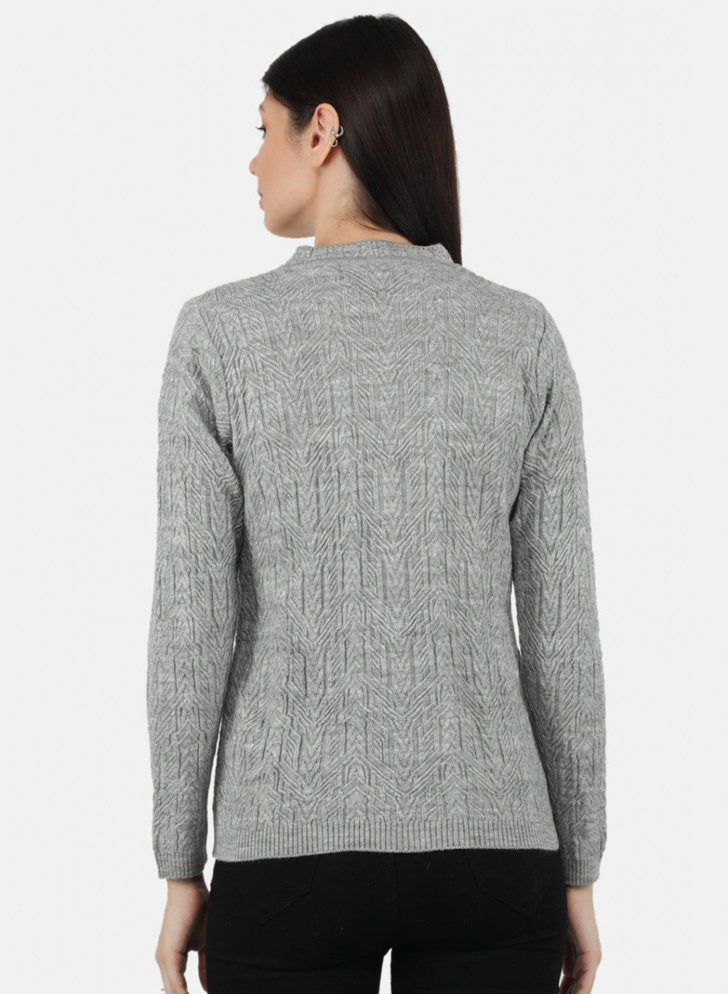 Women Grey Self Design Cardigan