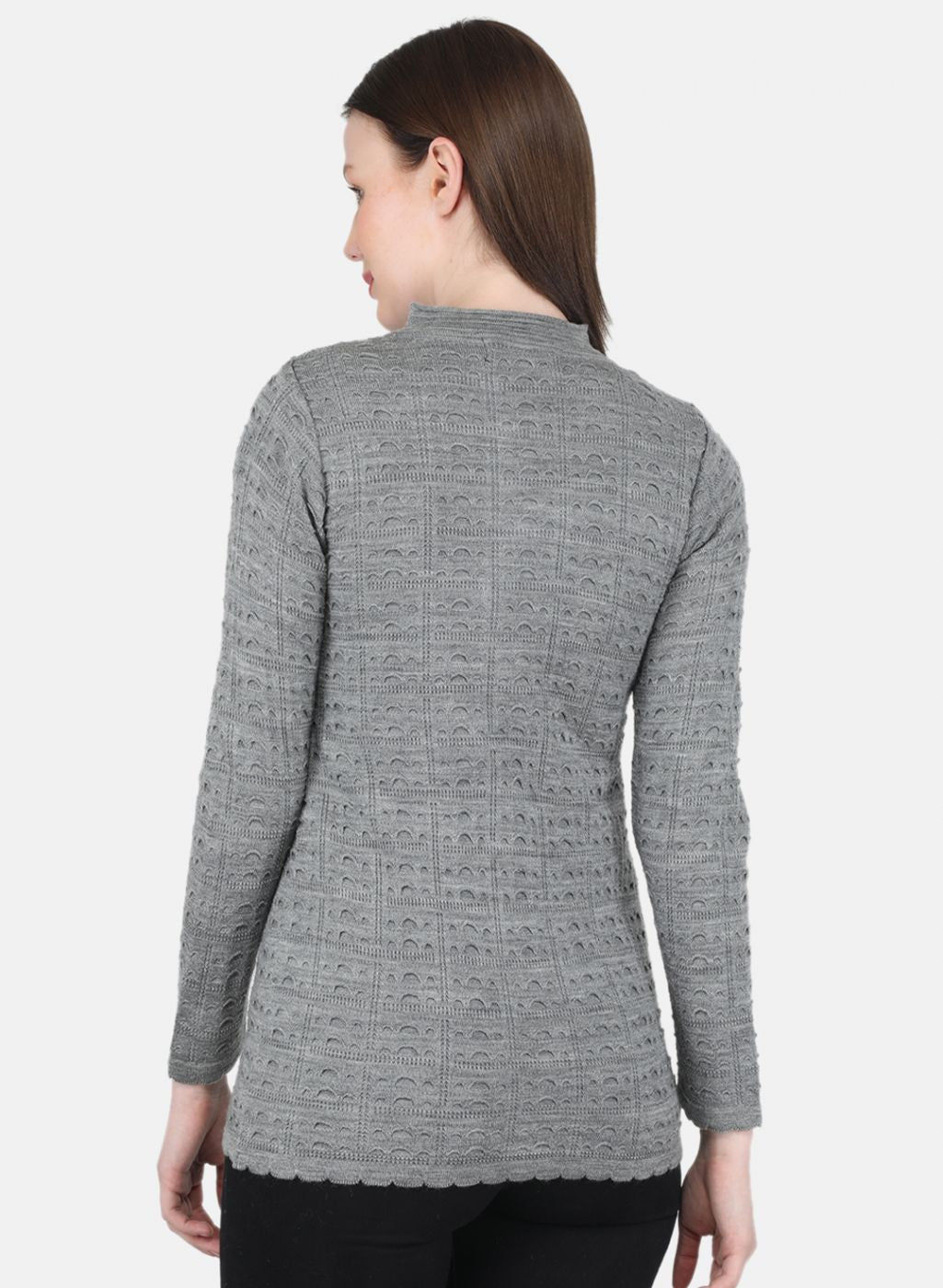 Women Grey Self Design Cardigan